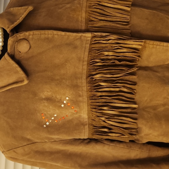 Taupe Suede Jacket with Fringe - Picture 5 of 5